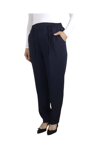 Kadın Beli Lastikli Boru Paça Pantolon Lacivert