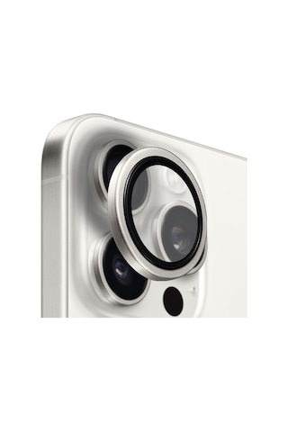 Buff Apple Uyumlu iPhone 15 Pro Max / 15 Pro Titanyum Lens Koruyucu Gümüş