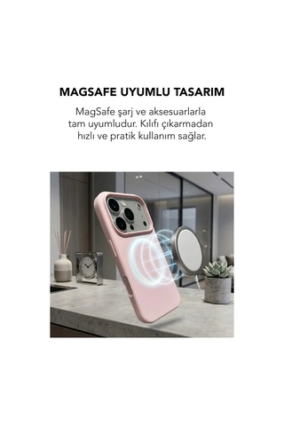 Apple İphone 17 Pro Max Uyumlu Magsafe Lansman Silikon Kılıf Pudra