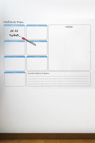 Ollevra Haftalık Planlayıcı Manyetik Duvar Stickerı Takvim 56 Cm X 70 Cm Gri