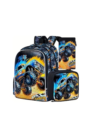 Maxaccess 16 Oen Car Hy 3 Adet Sırt Çantası Seti Erkek Çocuk Okul Sırt Çantası Ve Yemek Kutusu Siyah Yeşil 16 Oen Araba Hy