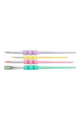 Dokulu Fırça Pastel Seti 4 Lü Kaymaz Tutma Yeri Ergonomik Kavrama Ve Kalın Uçlu Fırçaları