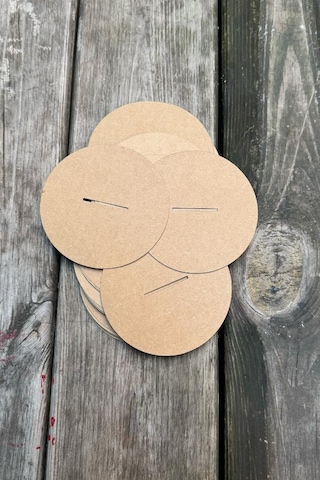 Mum Toz Kapakları 98mm Çap 35mm X 2 Mm Ahşap Fitil Boşluğu 50 Adet Kraft