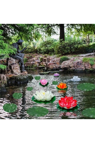 Yapay Çiçek Nilüfer Köpük Lotus Havuz Ve Akvaryum Dekoru 6Adet