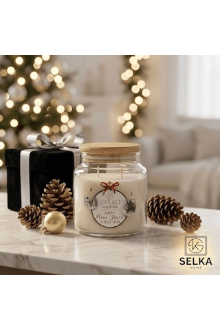 Selka Home 2'li New Year S Büyük Boy Special Kokulu Mum Yılbaşı Özel Koleksiyonu Şeffaf