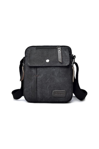 Günlük Trend Çok Bölmeli Kanvas Postacı Omuz Çantası Mh6662 Siyah