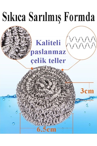 Bulaşık Teli Ovma Teli 12 Adet Pratik Ekonomik Toptel Sürtme Teli Lavabo Mutfak Banyo Temizlik Teli Sert Yüzey İçin