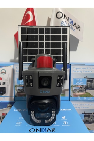 Okam Pro 6020 Solar Güneş Enerjili 4g Sim Kartlı 15mp 3 Lens 10x Optik Zoom Güvenlik Kamerası