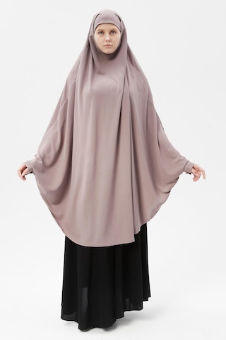Altobeh Kadın Tesettür Medine İpeği Çarşaf Üstü Peçeli Sufle Hijab Koyu Gül Kurusu