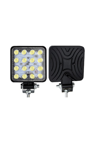 16 Led Kare Çalışma Lambası Off Road Traktör Tekne 10,5 X10,5 Cm