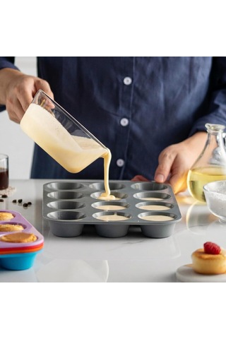 12'li Silikon Muffin Kalıbı, Esnek Yapışmaz Cupcake Kek Kalıbı, Kolay Çıkarma Ve Temizlik, Fırın Uyumlu, Çok Çok Renkli