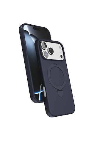 Gld-spt- Newface Apple Uyumlu iPhone 17 Pro Max Regal Magsafe Standlı Kapak - Lacivert