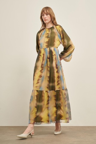 Ftz İpek Şifon Elbise Sarı 31028 Sarı