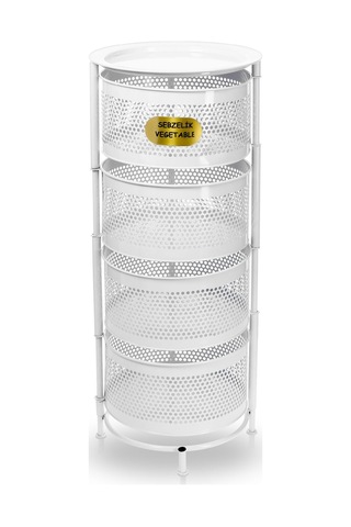 River World Tekerleksiz Rengi Beyaz Açılabilen 4 Katlı Çok Amaçlı Metal Raf Mutfak, Balkon, Kiler Çok Renkli