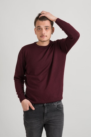 Sıfır Yaka Pamuklu Slimfit Basic Erkek Triko Kazak Bordo