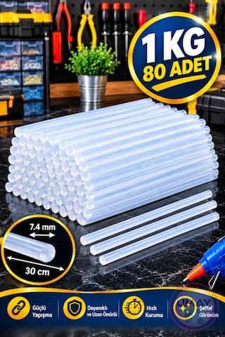 1 Kg 80 Adet İnce Sıcak Mum Silikon Tabanca Mumu Çubukları 7,4 Mmx 30 Cm