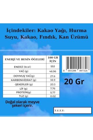 Dolcida Fındık - Kan Üzümü Şekersiz Çikolata 20gr-3359