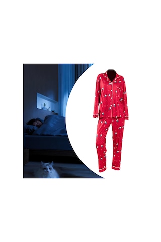 Suntek Yılbaşı Pijama Takımı Ev Giyimi Yumuşak Gecelik Kırmızı