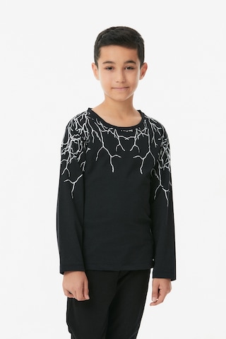 Fullamoda Baskılı Bisiklet Yaka Unisex Çocuk Body- Siyah 24MCCK890197723-Siyah