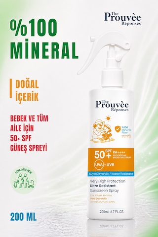 %100 Mineral Filtre 50+spf Güneş Kremi Uva+uvb Suya Dayanıklı 200ml