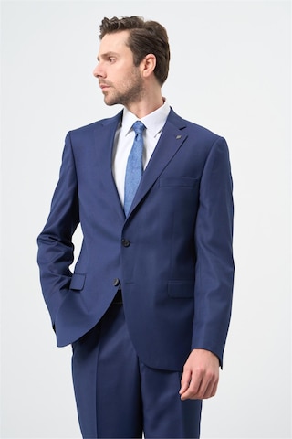 İmza Koyu Lacivert Kendinden Desenli Bez Ayağı Mono Yaka Tam Astar Çift Yırtmaç 2 Düğme 6 Drop Comfort Fit Classic Takım Elbise 1001245169 Koyu Lacivert
