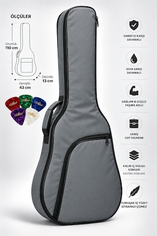 Yankı Agc-42gr Gri Akustik Gitar Kılıfı Kalın Pedli Suya Dayanıklı Softcase - 9035006445297