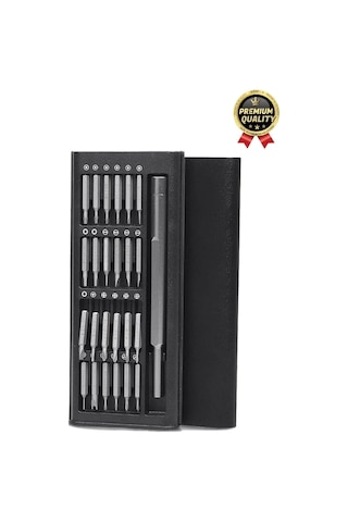 Premium Seri Kaliteli Kutulu Ergonomik Saatçi Bilgisayar Hassas Taşınabilir 25 Parça Tornavida Seti