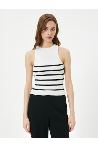 Koton Halter Yaka Atlet Kolsuz Fitilli Siyah Çizgili 4sak30041ht 4SAK30041HT9S9