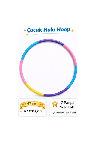 Leyaton Renkli 7 Parça Geçmeli Hulahop 65 Cm, Tek Ebat, Hh4885lyt, Karışık Çok Renkli