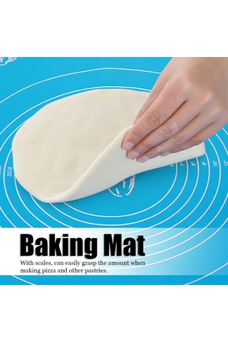 Fosenze Büyük Boy 65x45cm Silikon Hamur Tahtası, Kalın, Ölçü Çizgili, Kaymazsız, Ev Fırıncıları İçin Pratik Hamur Hazırlama Aleti