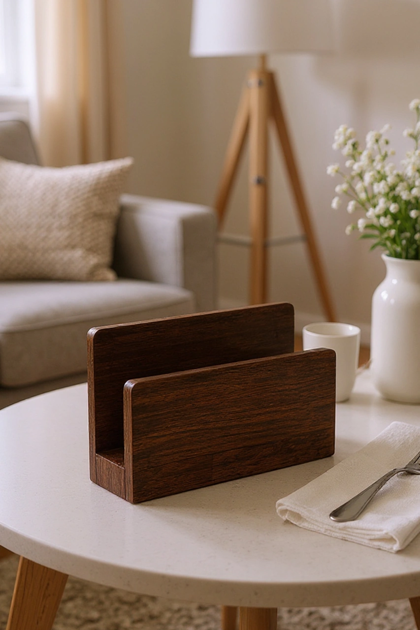 Snippy Vero - Ahşap Peçetelik Masaüstü Peçete Organizeri Kahverengi