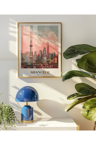 Çerçevesiz Poster Shanghai Gökyüzüne Yükselen Şehir