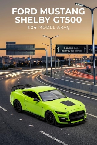 Maisto Lisanslı Metal Ford 2020 Mustang Shelby Gt500 1:24 Kapıları Açılabilir Oyuncak Model Araba Yeşil