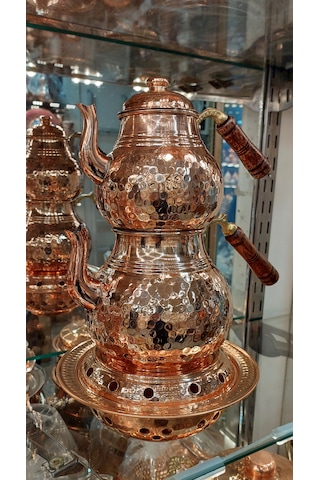 Bakır Çaydanlık & Bakır Demlik El Dövmesi Dövme Desenli Bakır Çay
