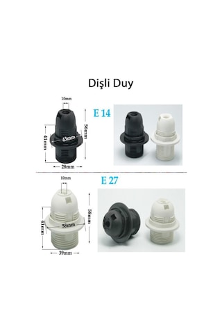 Şahnet E14 Siyah Dişli Duy Abajur Masa Lambası Lambader Duy N11.221