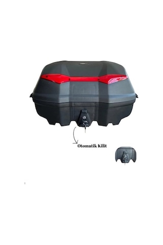 Tien 52 Litre Motosiklet Arka Çantası Otomatik Kilit Sırt Dayamalı Siyah Siyah - Gri