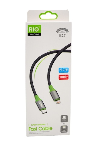 Rio Tech Pd 27w Hızlı Şarj Ve Veri Aktarım Usb Type-c To Lightning Kablo 1m