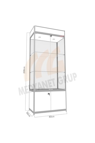 Camlı Vitrin - Camlı Dolap - Camlı Koleksiyon Vitrini 200X80X40 (528837916) Gri