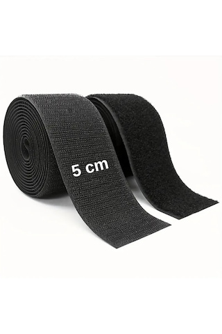 Çift Taraflı Cırt Cırtlı Bant En: 5 Cm X Uz: 1 Metre Güçlü Ve Dayanıklı Amerikan Fermuarı Siyah