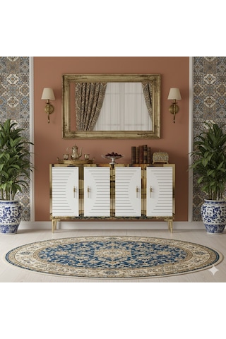 Ka1207bg Tuna120 Konsol, Kahve Köşesi Ve Tv Sehpası Beyaz-gold 120cm Beyaz-gold