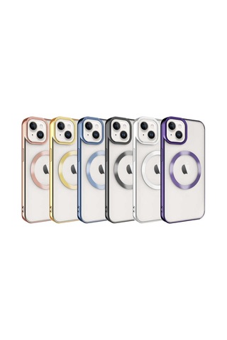 Zeyline Apple Uyumlu iPhone 14 Plus Magsafe Wireless Şarj Özellikli Zore Setro Silikon-mavi