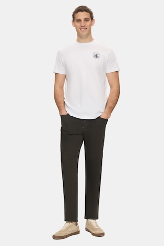 Telmo Beyaz Bisiklet Yaka Baskılı %100 Pamuk Standard Fit Erkek Tshirt Beyaz