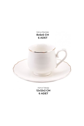 Emsan Beykoz 6 Kişilik Kahve Fincanı Takımı 90 ML Beyaz