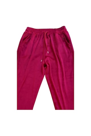 Parlak Kadife Cepli Pantolon Eşofman Pijama Altı Unisex Lastikli Paça Bordo Diğer