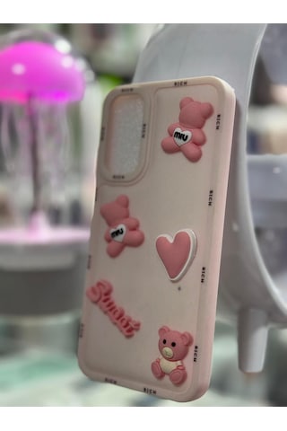 Samsung Galaxy A34 Uyumlu Kabarık Ayıcık Desenli Kılıf