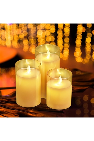 Tenfowee Uzaktan Kumandalı Led Alevsiz Mum Seti - 3 Adet, Sıcak Beyaz Işık, Ev Dekorasyonu Ve Hediye İçin İdeal