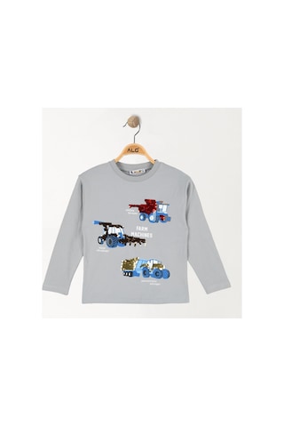 Alglıfe Erkek Çocuk Pullu Sweatshırt Gri