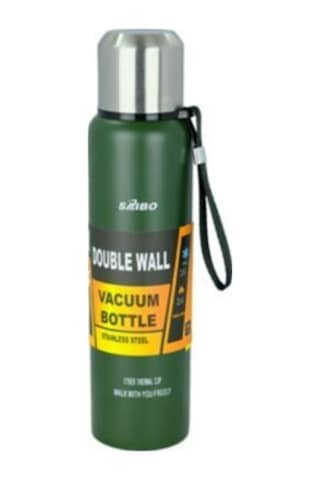 Saibo Çelik Çift Katlı Kamp Termosu Haki Yeşil 1 Litre Haki