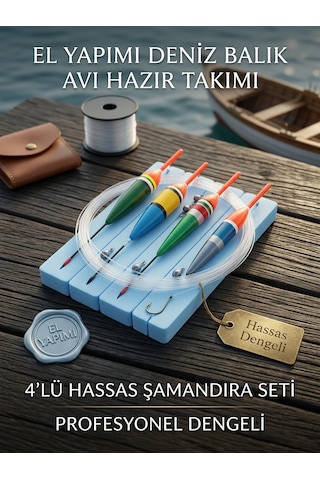 4 Adet El Yapımı Şamandıralı Deniz Balık Avı Takımı 8