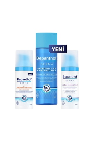Bepanthol Derma ve Canlandırıcı Günlük Yüz Temizleme Jeli 200 ml+Bepanthol Derma Nemlendirici Besleyici Günlük Yüz Bakım Kremi 50 ml+Bepant
